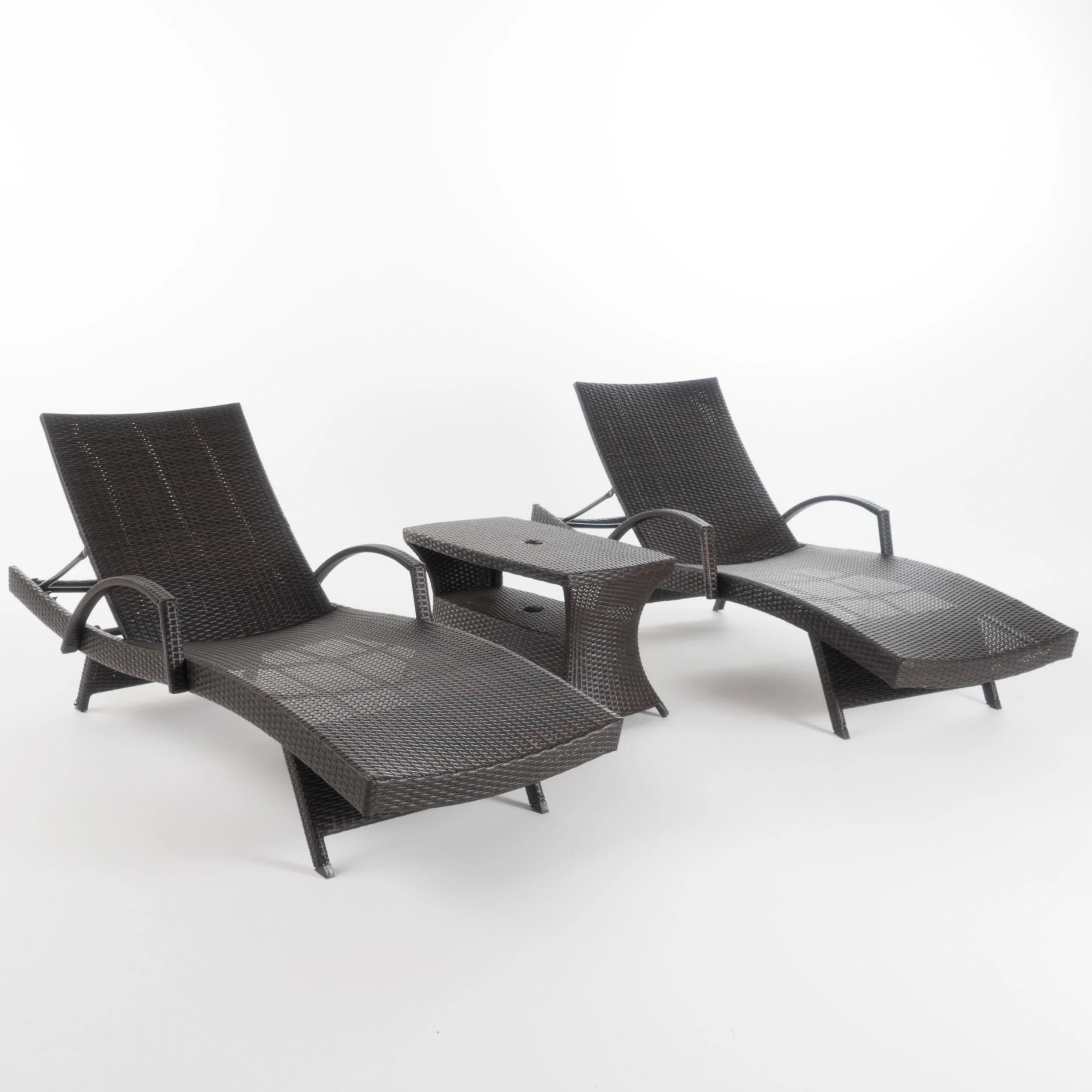 Pacific Outdoor 3-piece Wicker Armed Chaise Lounge Set by Christopher Knight Home