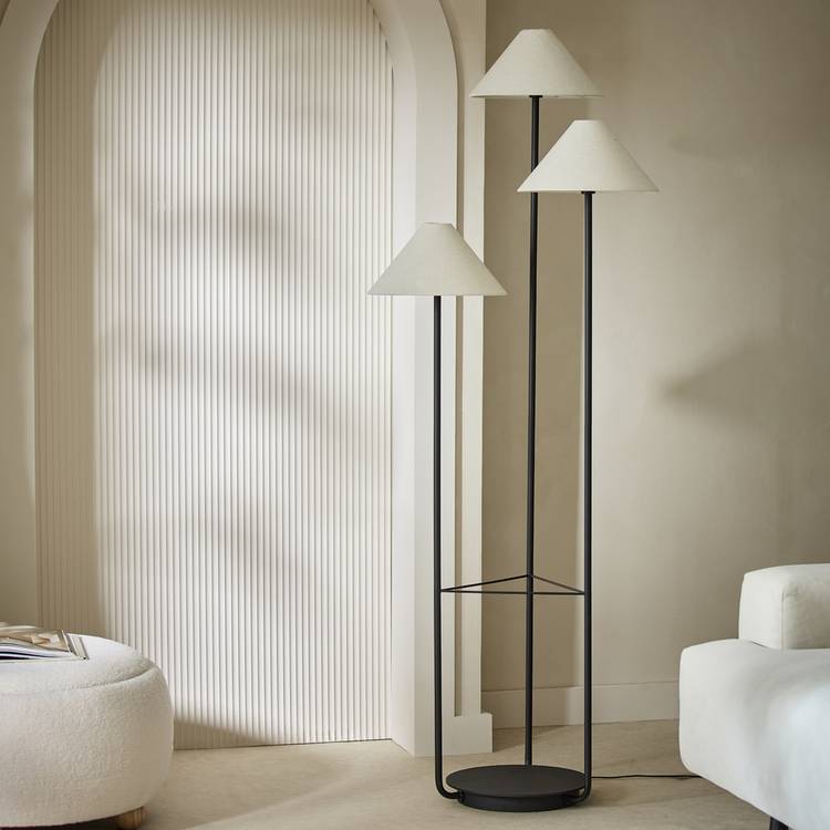 Habitat Astrid Multihead Floor Lamp - Black & Natural