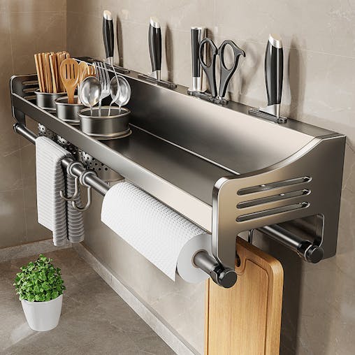 NNETM Wall-Mounted Kitchen Stainless Steel Storage Rack