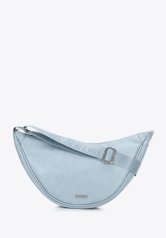 Damska torebka crossbody na szerokim pasku niebieska