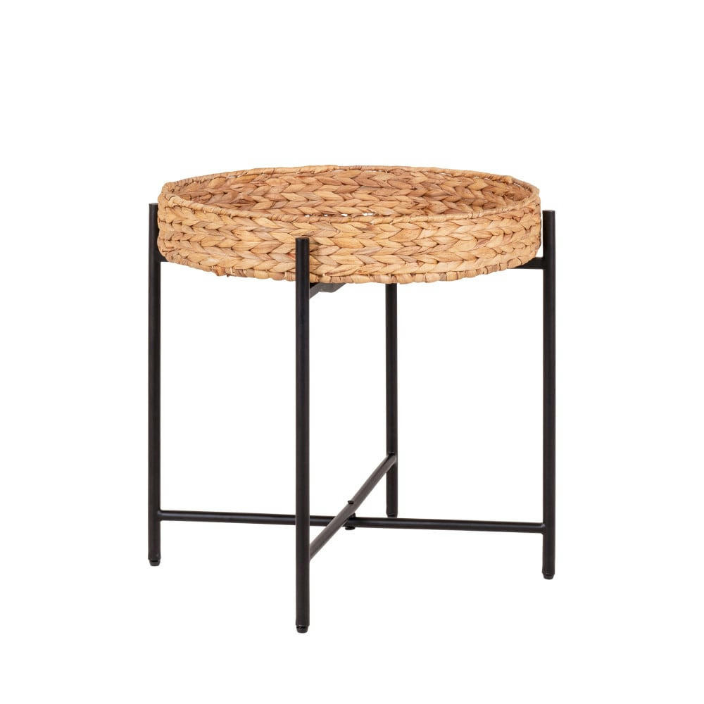 NARO - Table d'appoint en jacinthe d'eau et métal D50cm naturel