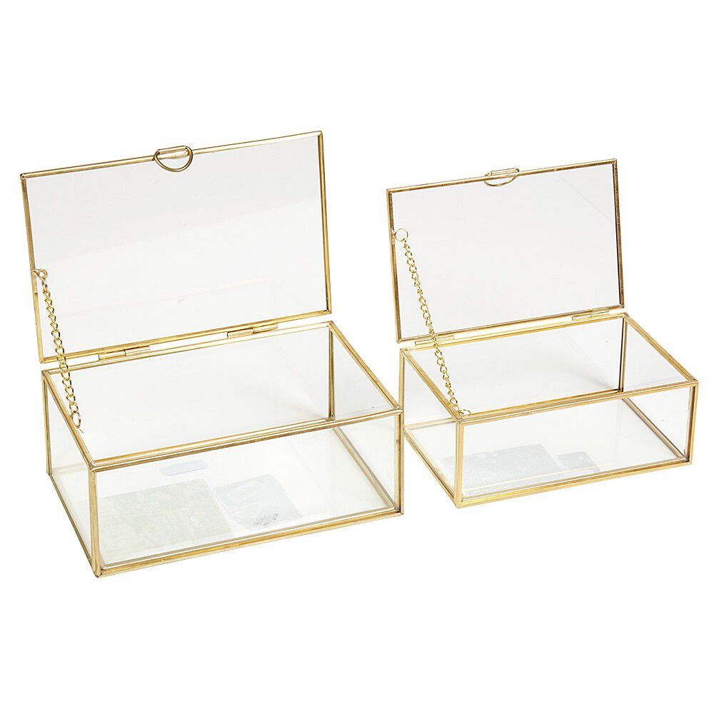 LOT BoÎte de rangement en verre et effet laiton - OK CODES CRééS