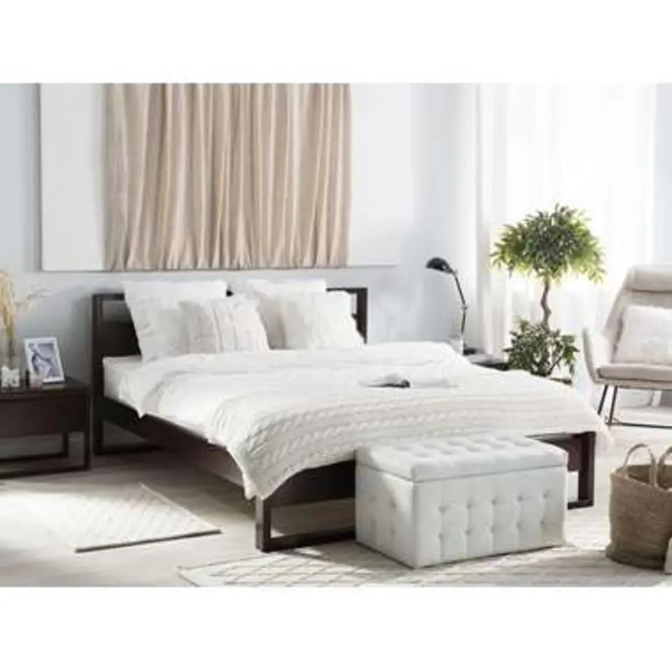 GIULIA - Tweepersoonsbed - Donker - 140 x 200 cm - Dennenhout