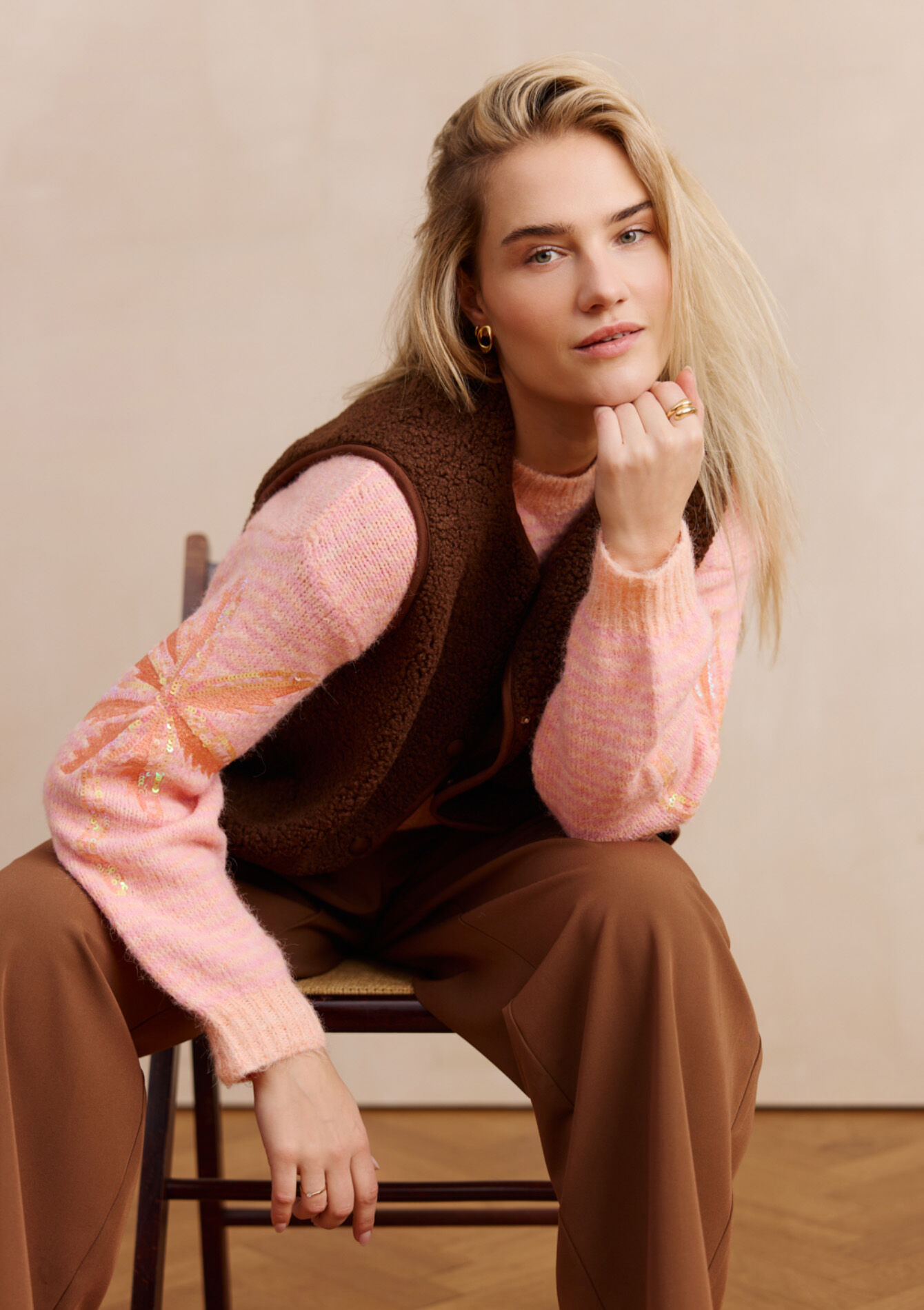 Mouwloos vest met textuur