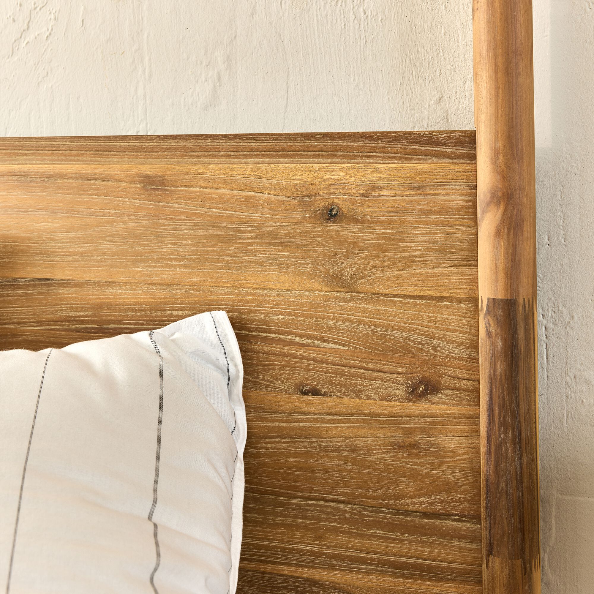 EMILIO - Lit 2 places à baldaquin en acacia massif 160x200cm - bois clair