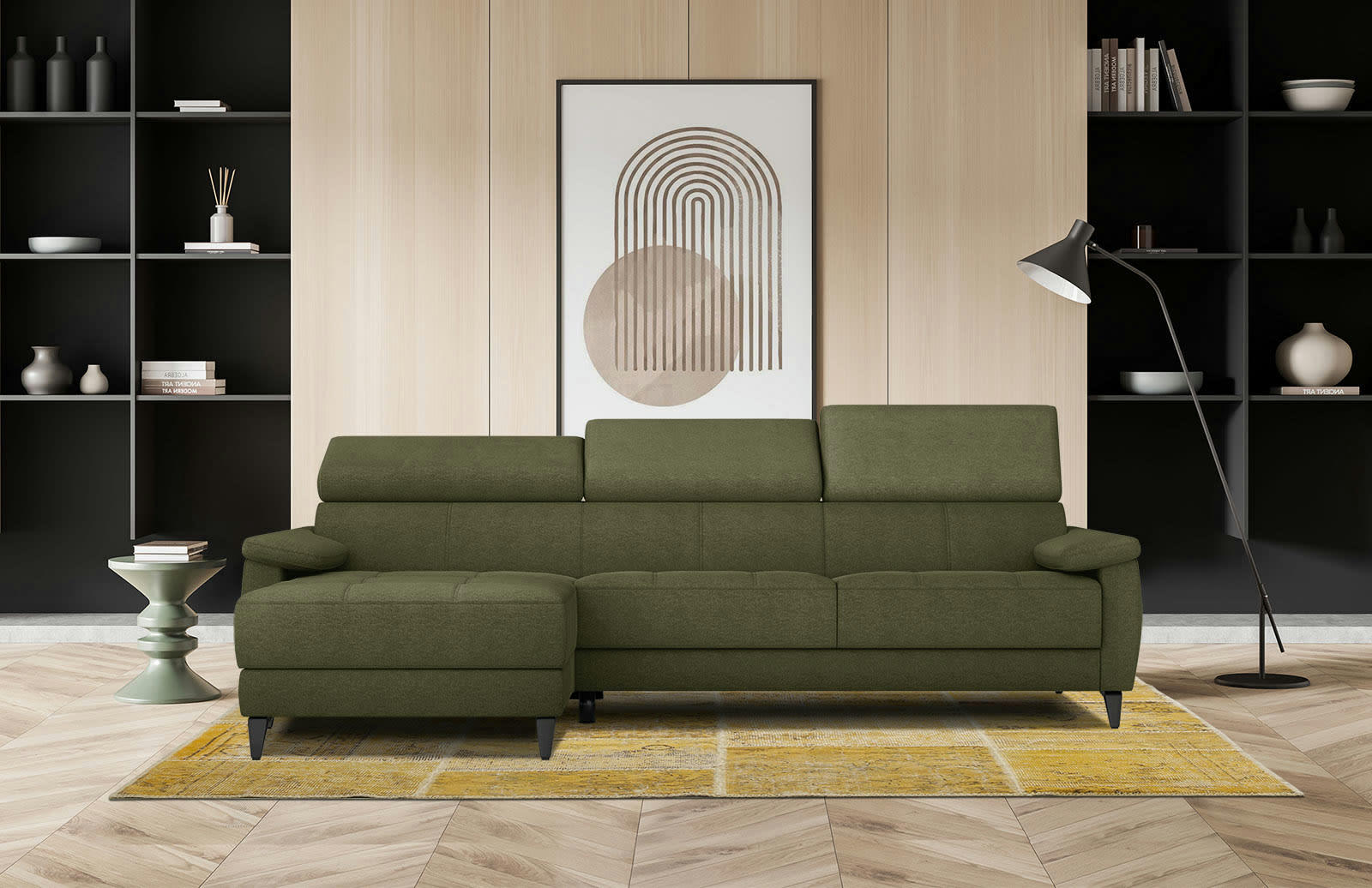 TAUNUS - Canapé d'angle gauche 4 places vert