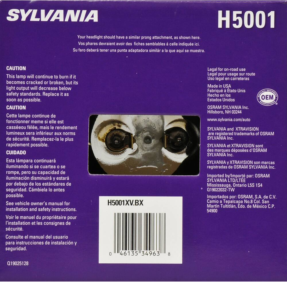 H5001 Sylvania XtraVision® Sealed Beam Headlight, Brighter Light, 1-pk