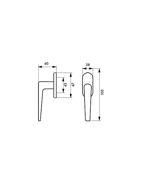 Bouton de fenêtre Leto/Maïa, hauteur 103mm, couleur F2- THIRARD