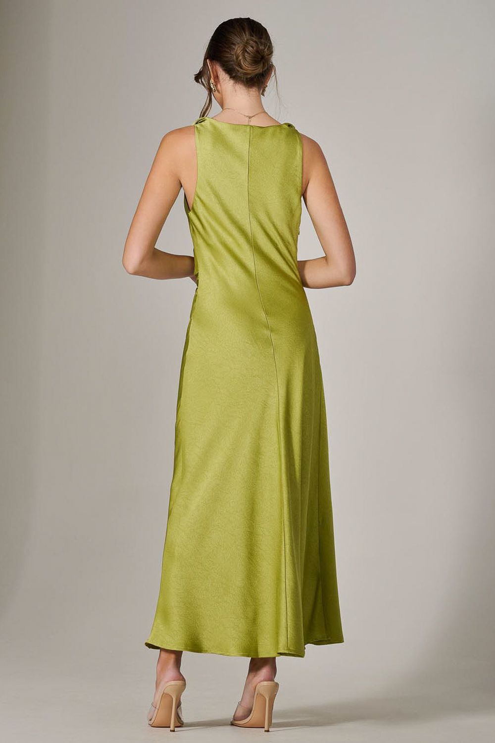 Jolie Moi Twisted Shoulder Cowl Neck Midaxi Dress