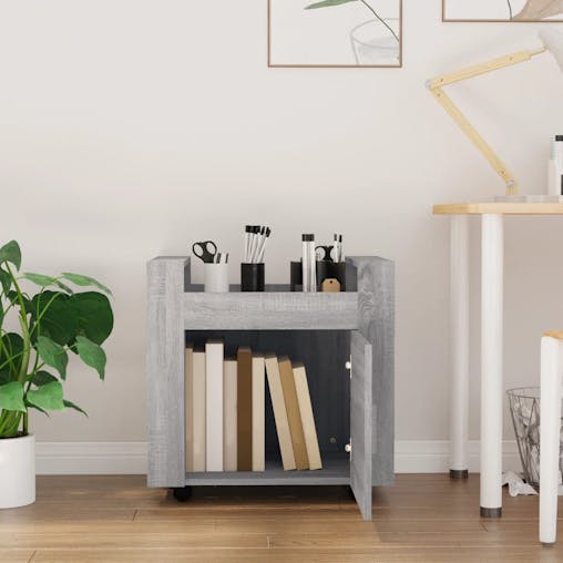 NNEVL Desk Trolley Grey Sonoma 60x45x60 cm Engineered Wood