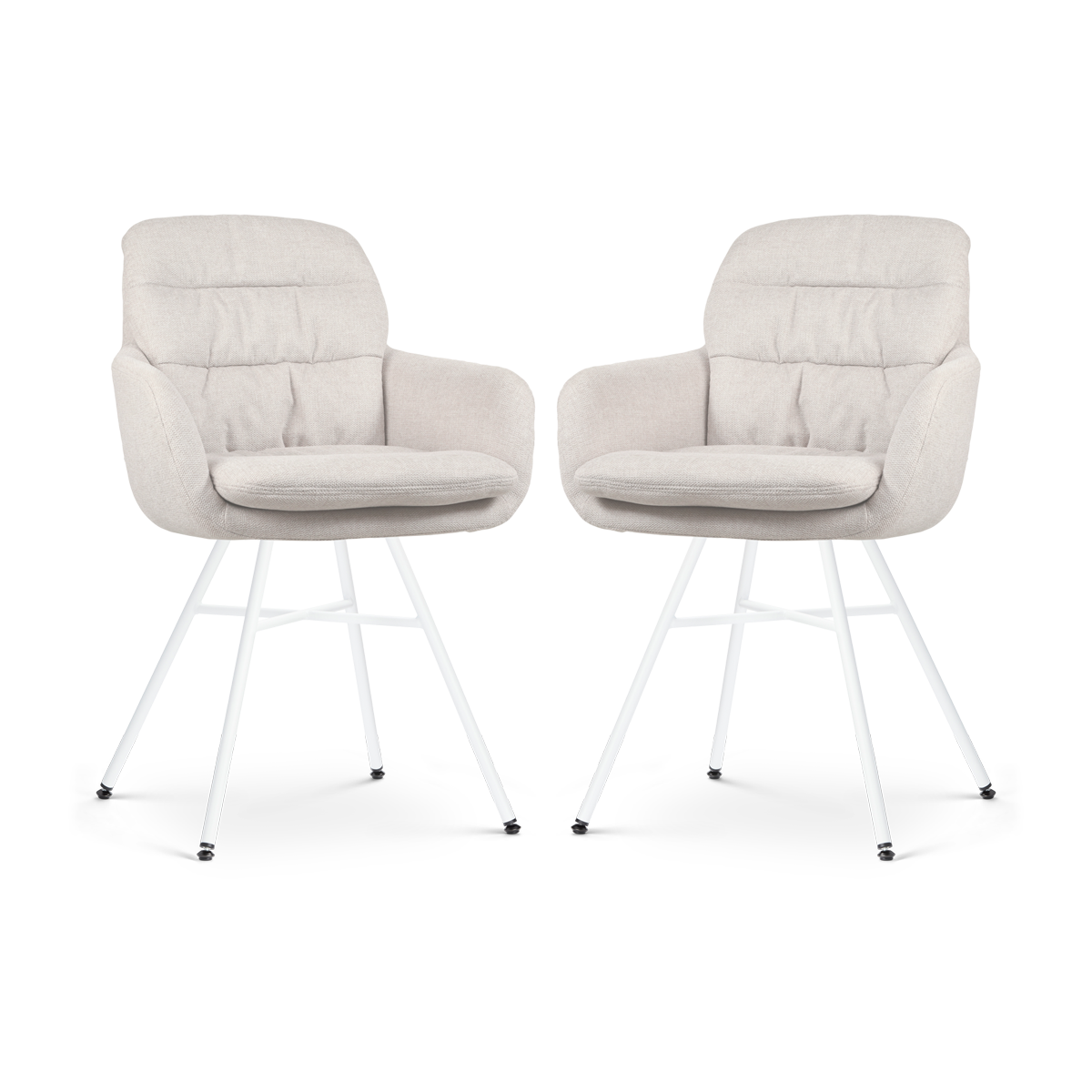 Nolon Noa-Mia Eetkamerstoelen Set van 2 - Beige - Witte Poten