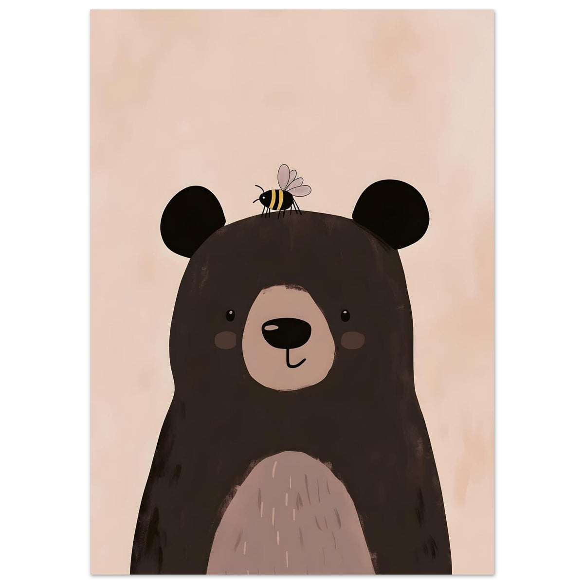Artfulprints Poster Donkere beer  - 50x70 cm - Bruin