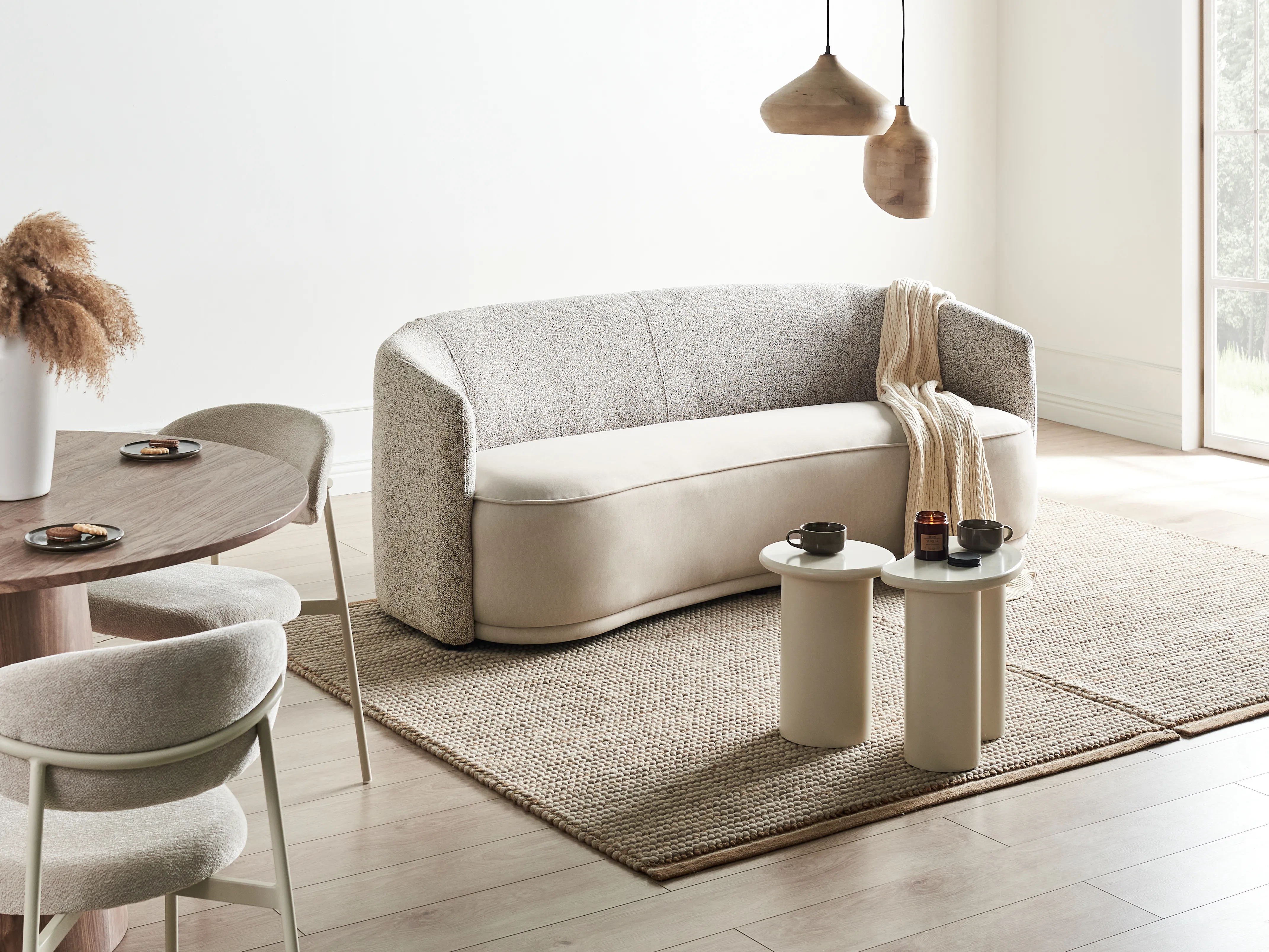 Sofa 3 Seater ROSET Fabric Light Beige