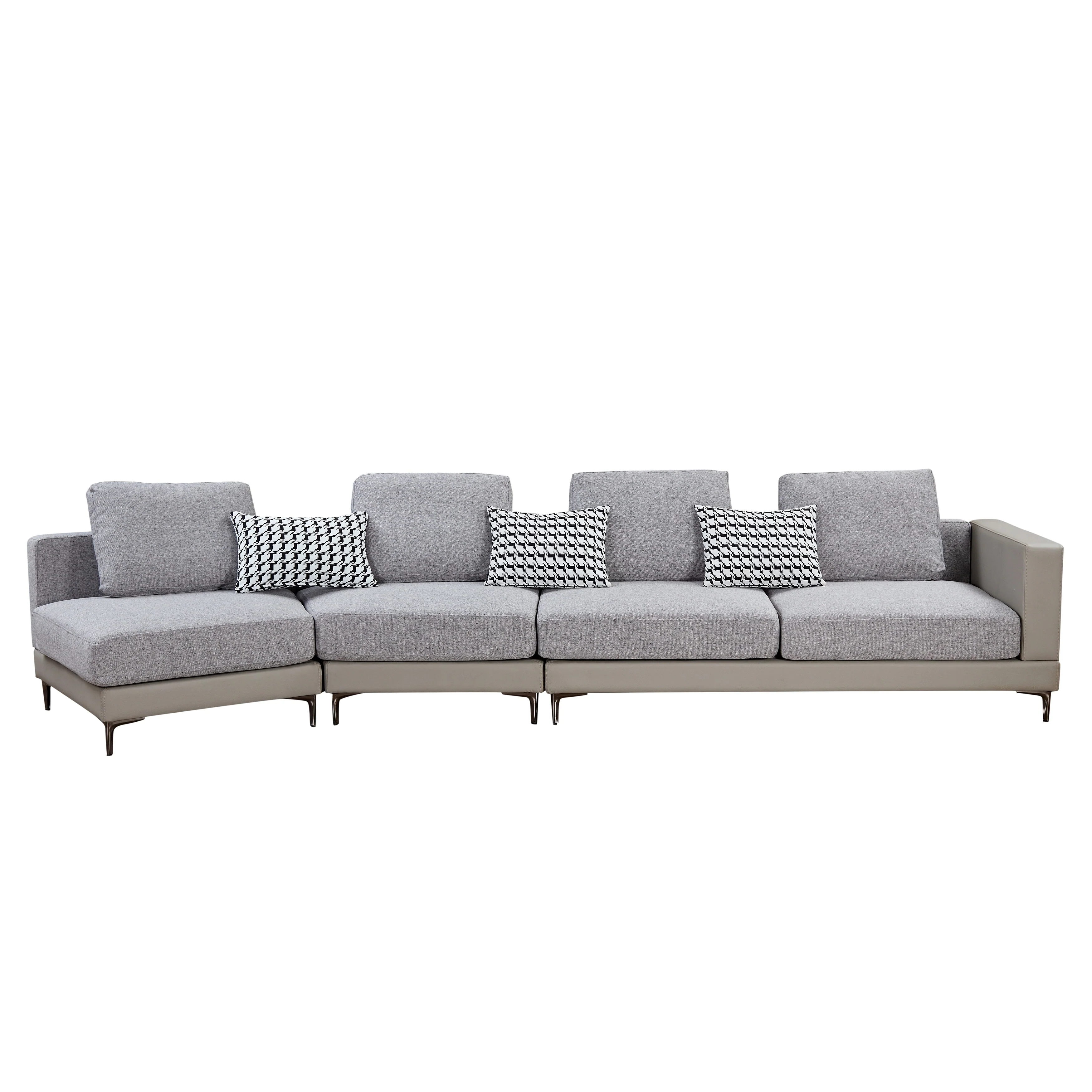 Modern 143.9 Large Curved Sectional Sofa with Pillows