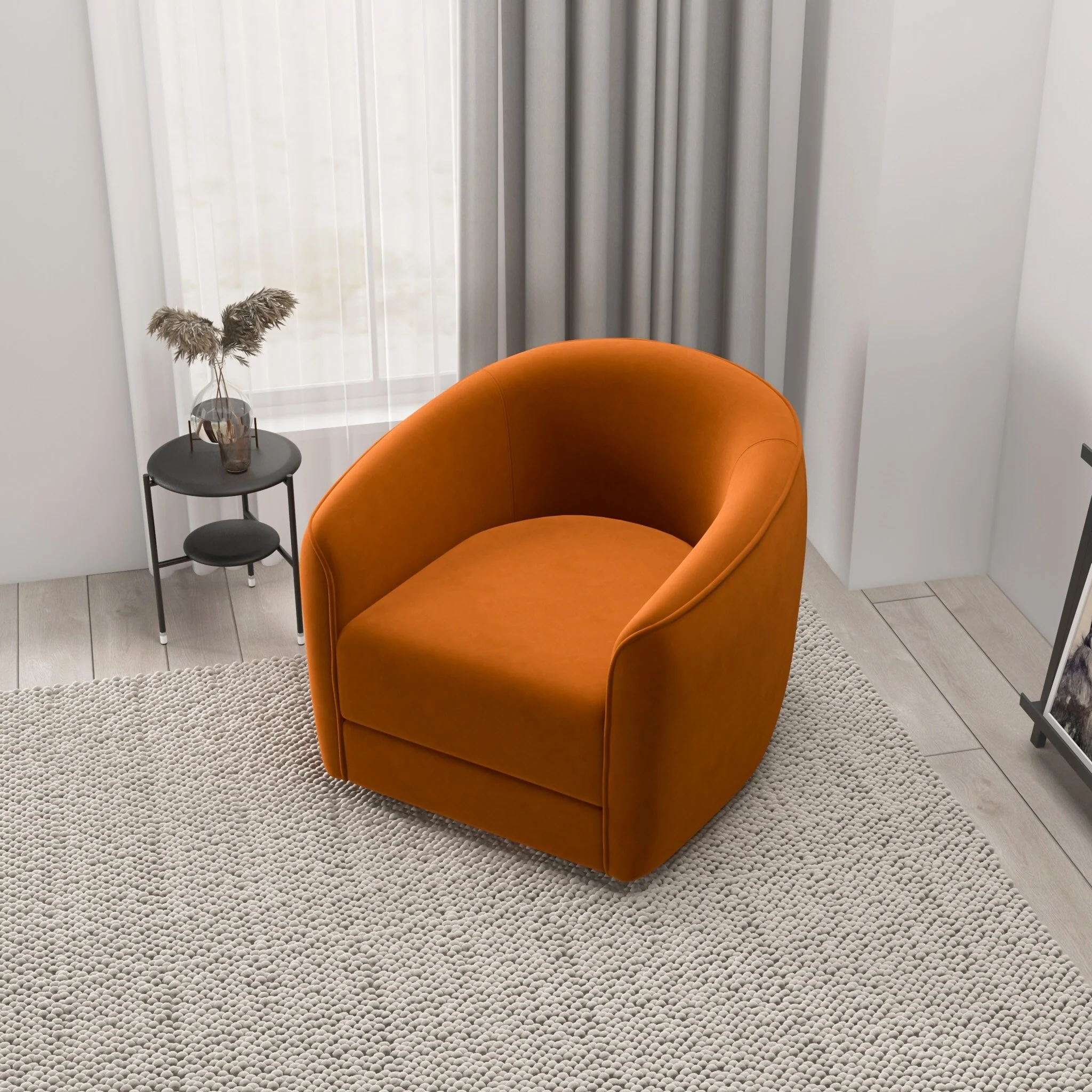 Lantern Mid-Century Modern Round Back Swivel Chair