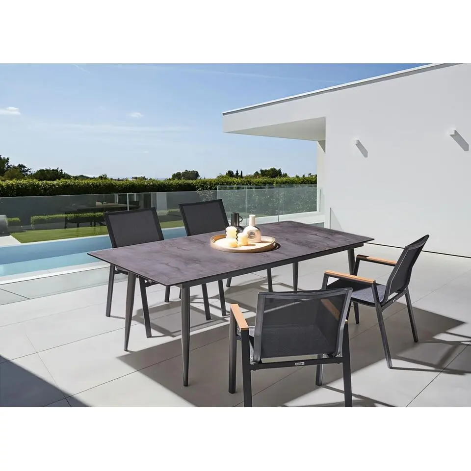 SOVARETO - Tuintafel - Donkergrijs/Grijs - HPL/Aluminium