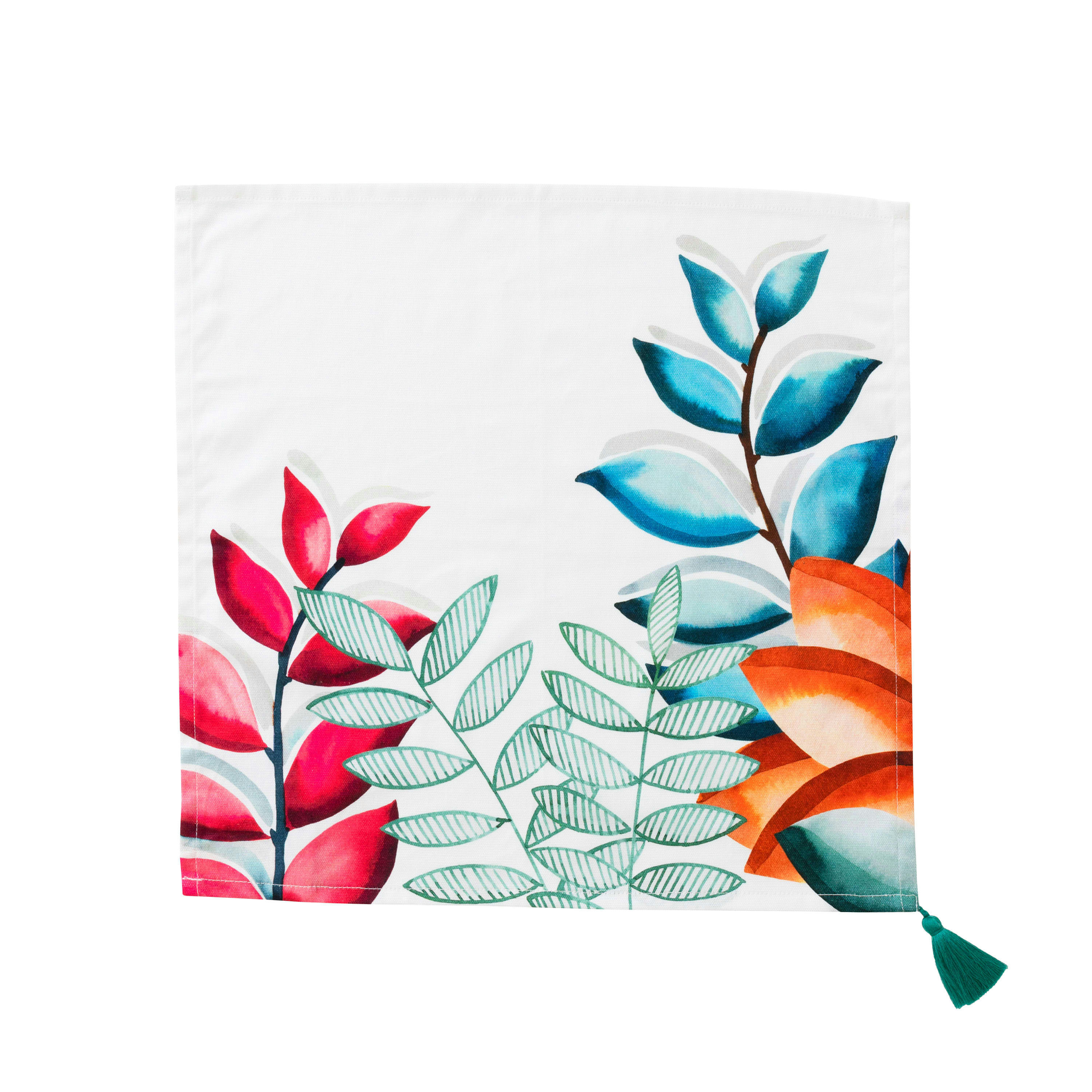 MACOUBA - Serviette de table coton imprimé bleu 42 x 42 cm