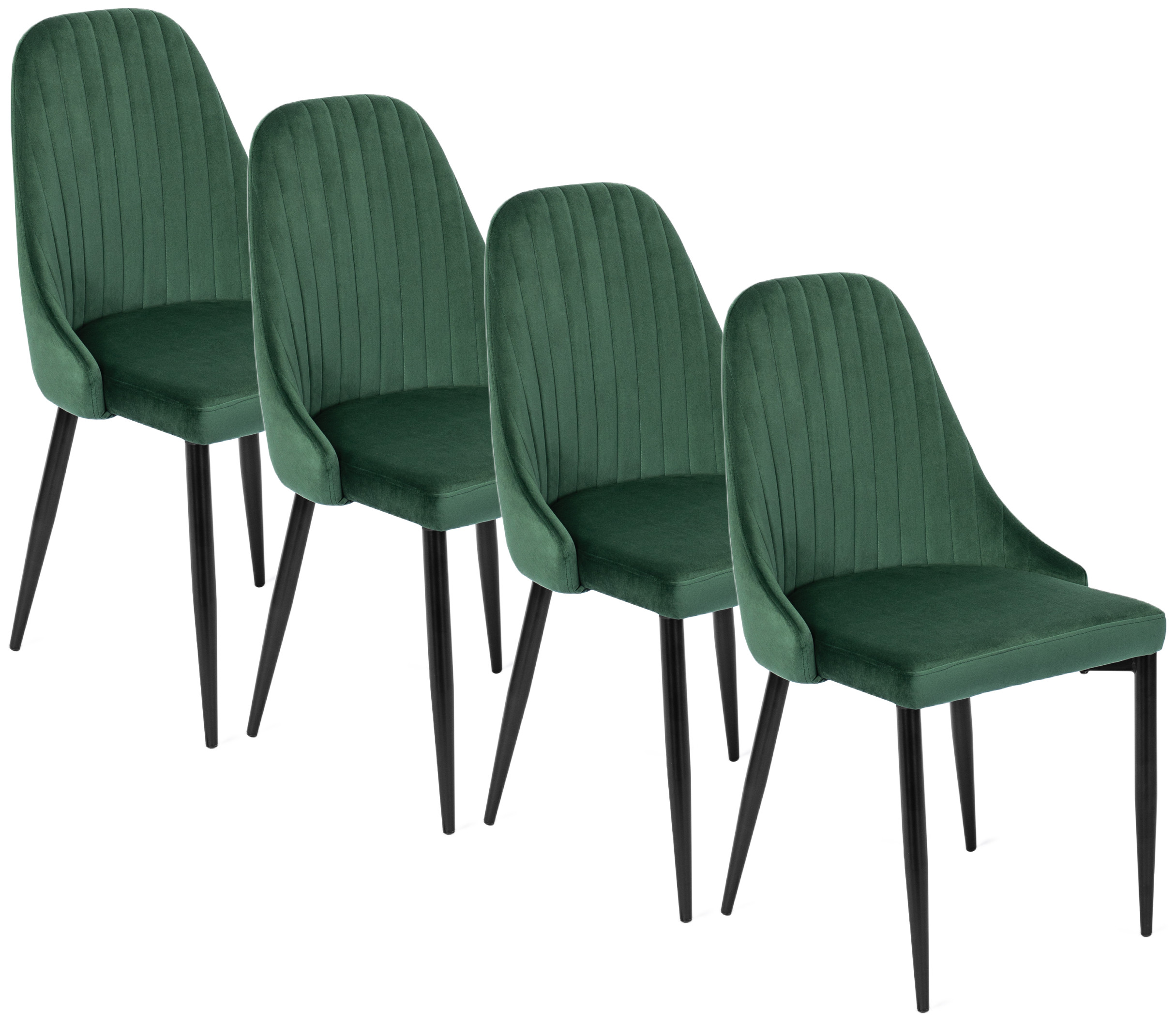 Zestaw 4x Krzesło Salon Loft BARI Zielone Welur