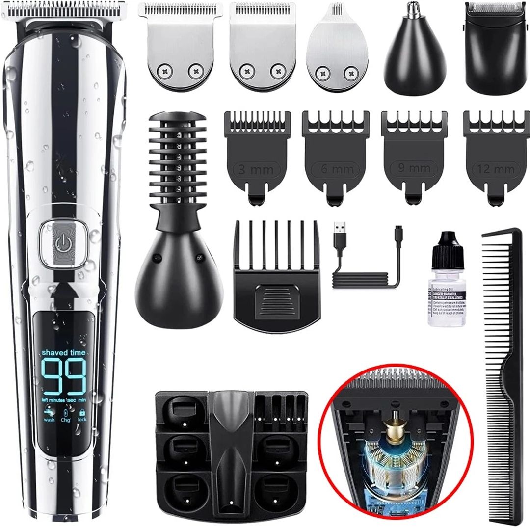 Nordara Men’s Cordless Rechargeable Body Hair & Beard Trimmer, Grooming Kit