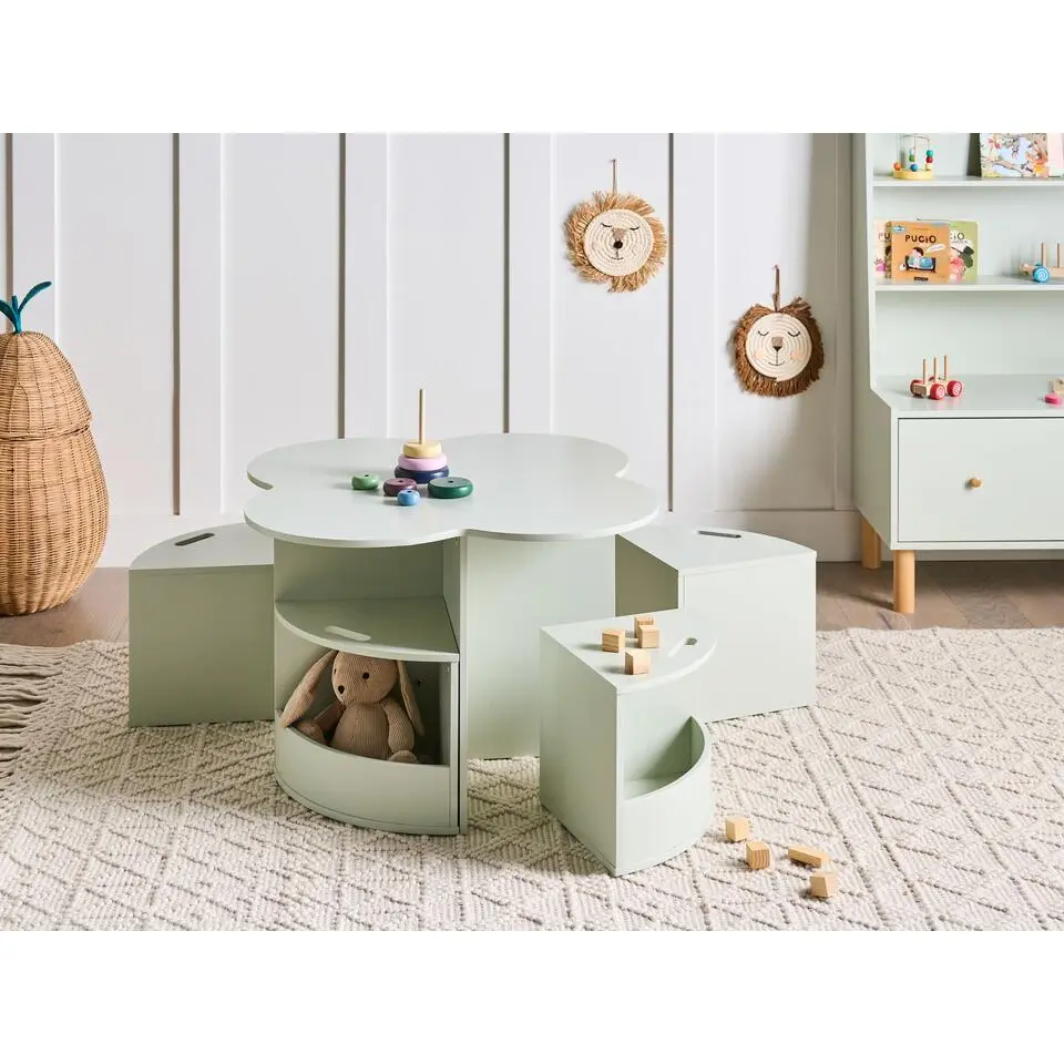 TIBOO - Kindertafel met stoelen - Lichtgroen - MDF