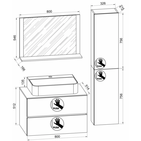 Waschplatz-Set »Lendas«, 4-tlg., 80 cm, braun