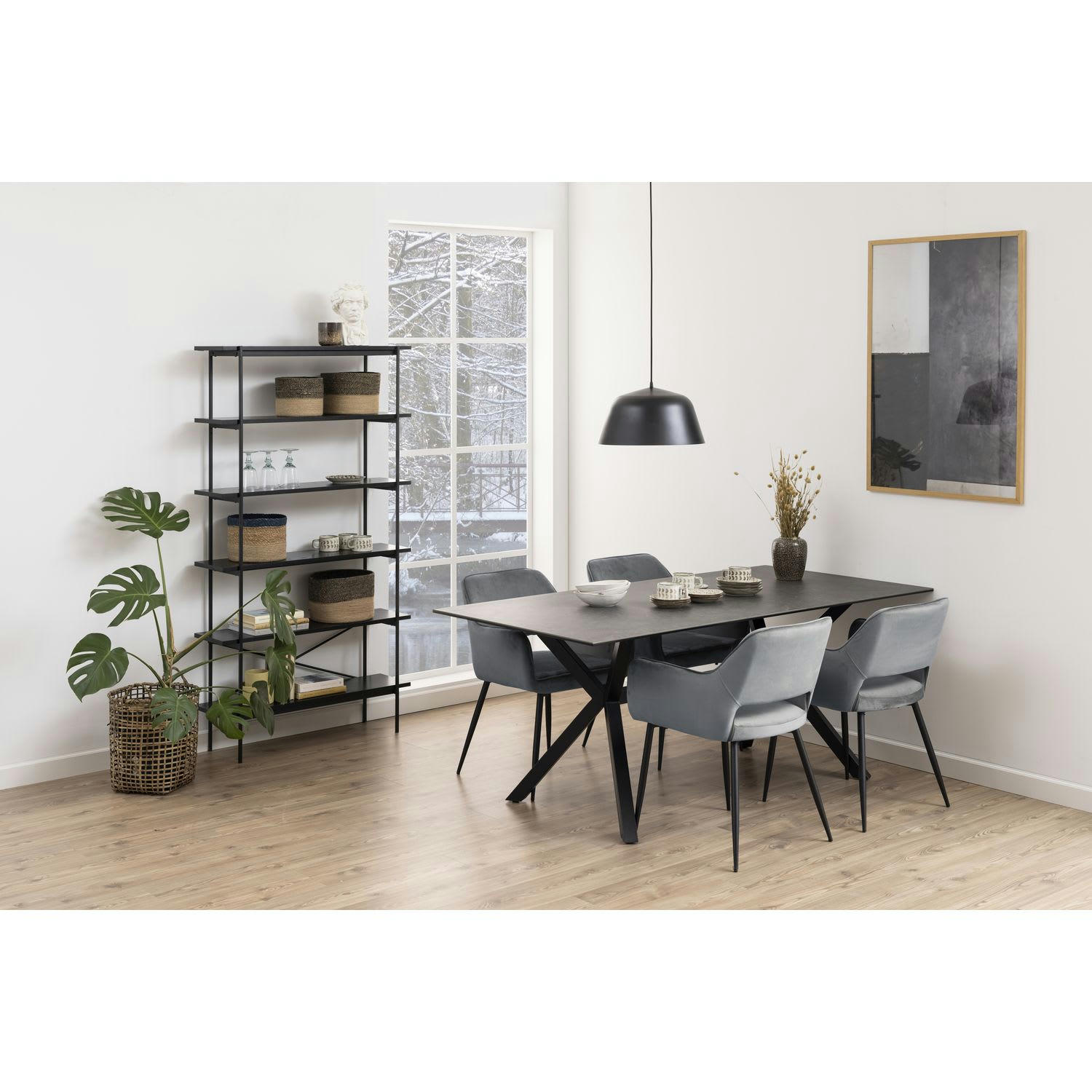 ARIA - Bibliothèque 5 étagères en mdf et métal noir