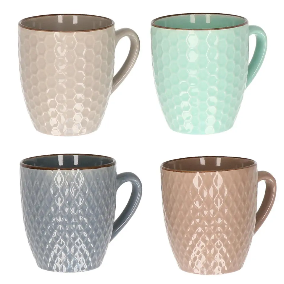 Excellent Houseware Koffiekopjes - 4x - multi-kleur -200 ml