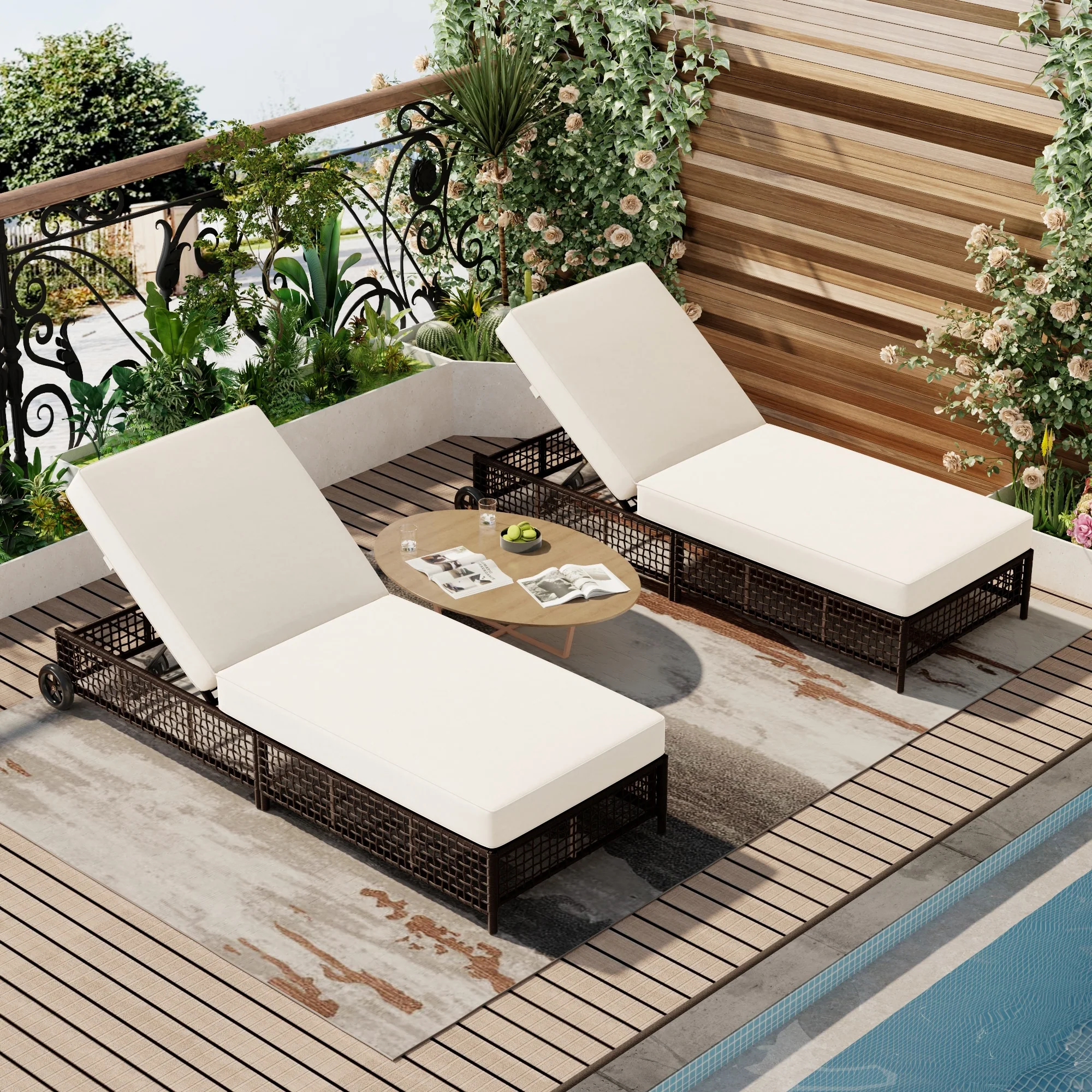 Luxurious Rattan Outdoor Lounge Chair Set of 2 by Leisure Zone