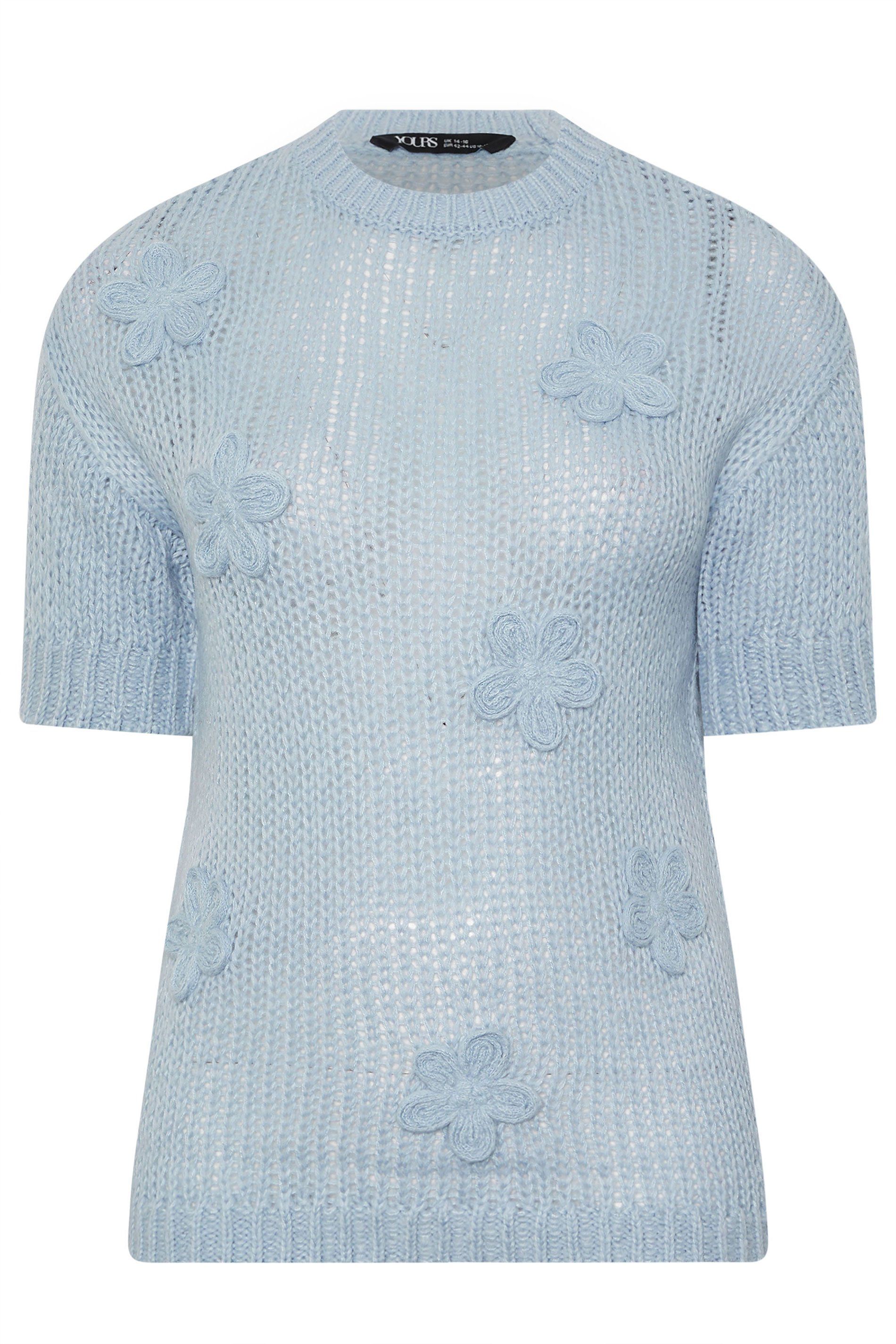Yours Flower Detail Short Sleeve Jumper