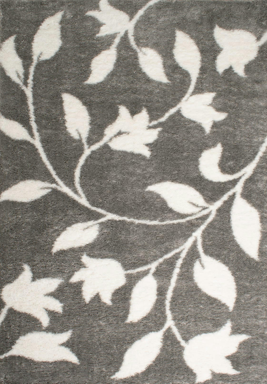 OSLO - Tapis shaggy motif fleur gris - 120x160 cm