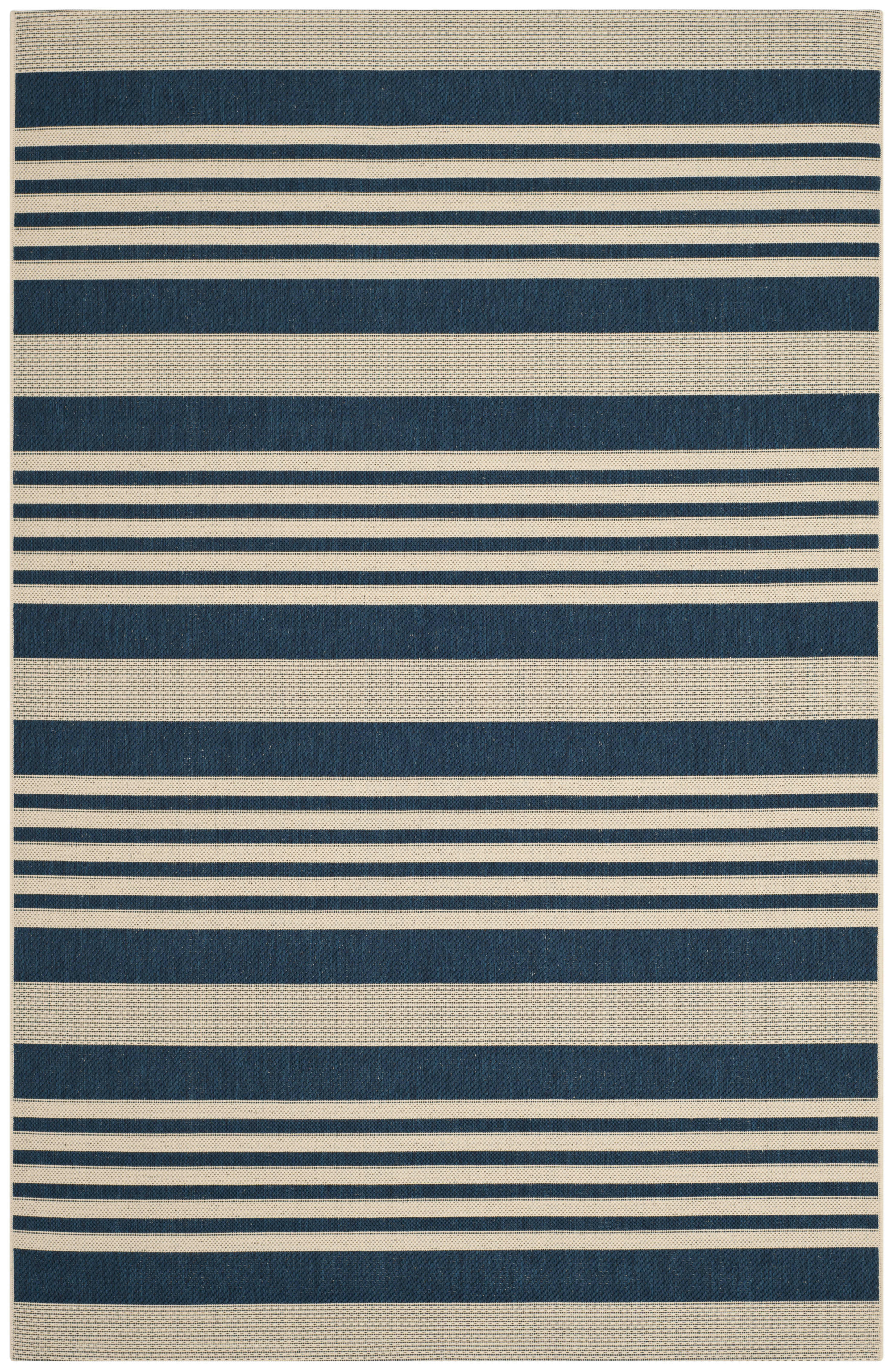COURTYARD - Tapis interieur & exterieur en bleu marine & beige, 160 x 231 cm