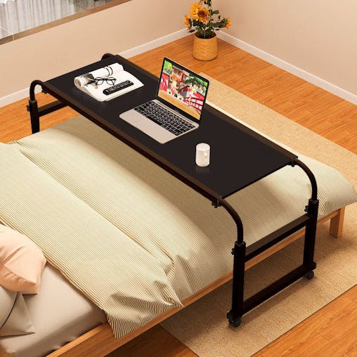 SOGA 2X 120x45cm Black Cross Bed Movable Desk Table w/ Adjustable Length & Height