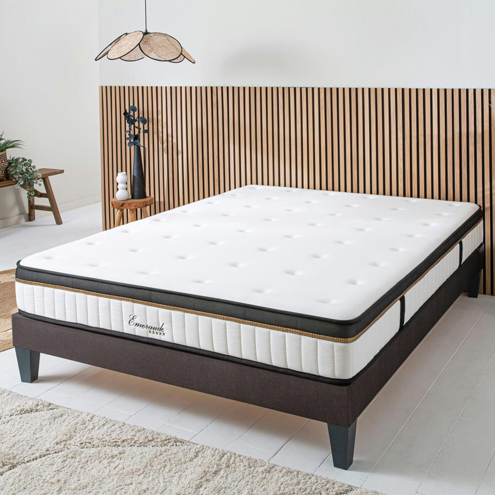 EMERAUDE - Ensemble matelas à Mémoire de forme et sommier 90x190