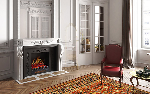 Foyer à bûches 45 cm avec effet flammes Chemin'Arte