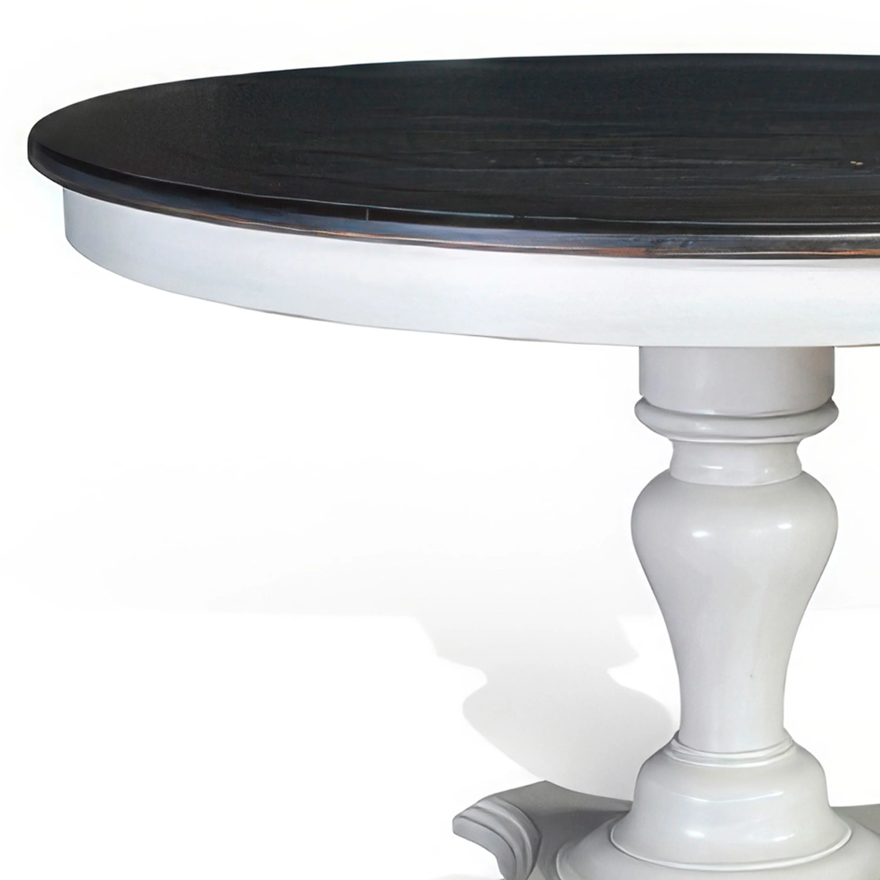 Orso Counter Height Dining Table, Pedestal Base, White Brown, 54 Inch