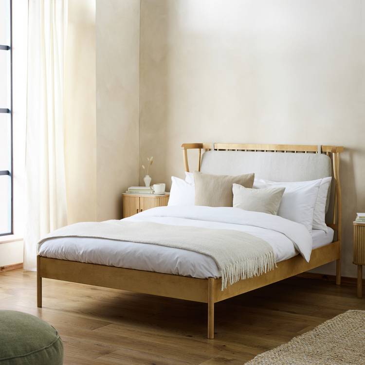 Habitat Hugh Wooden Double Bed - Light Wood