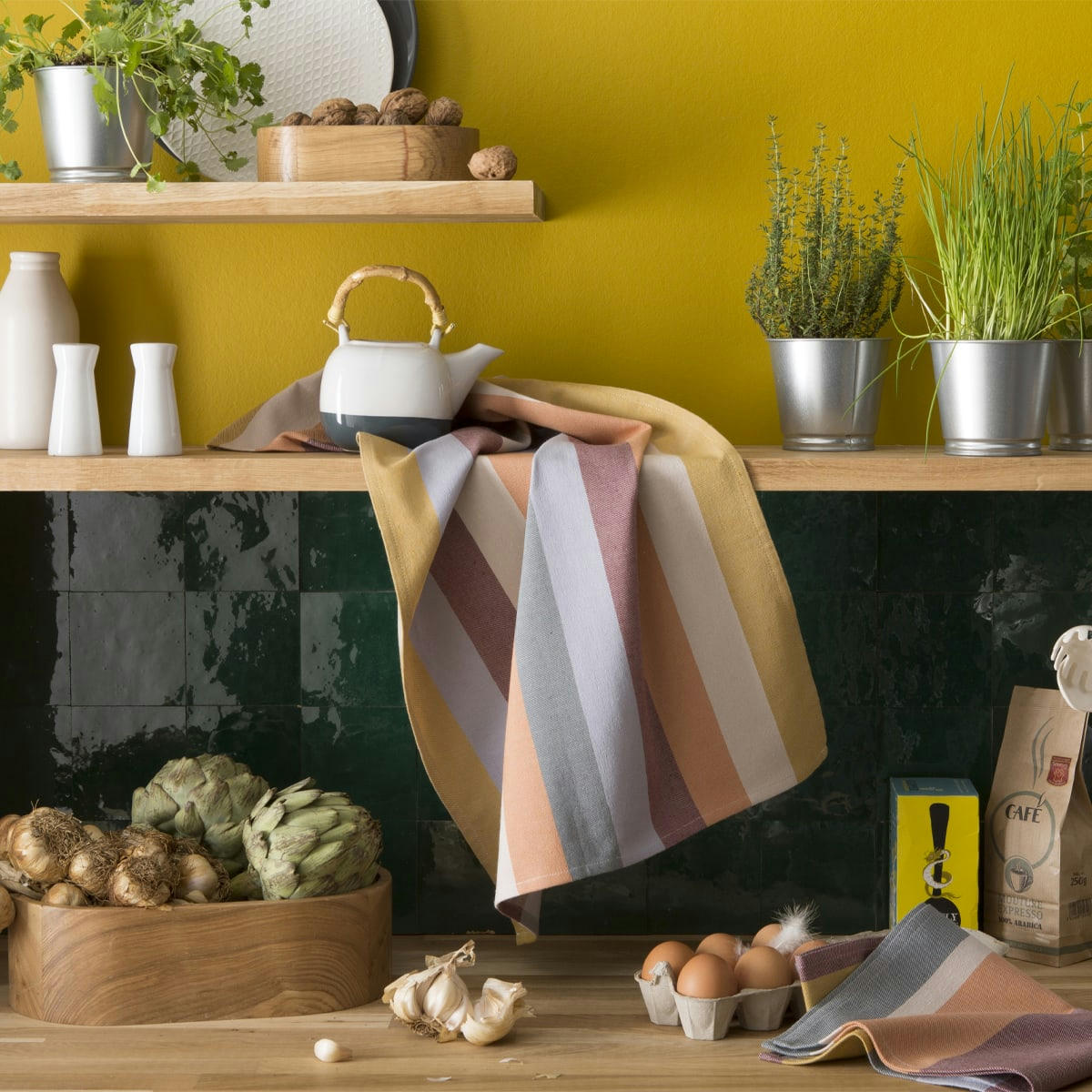 GASPARD ET FELIX - Lot de 2 torchons en jacquard de coton multicolore 50x75