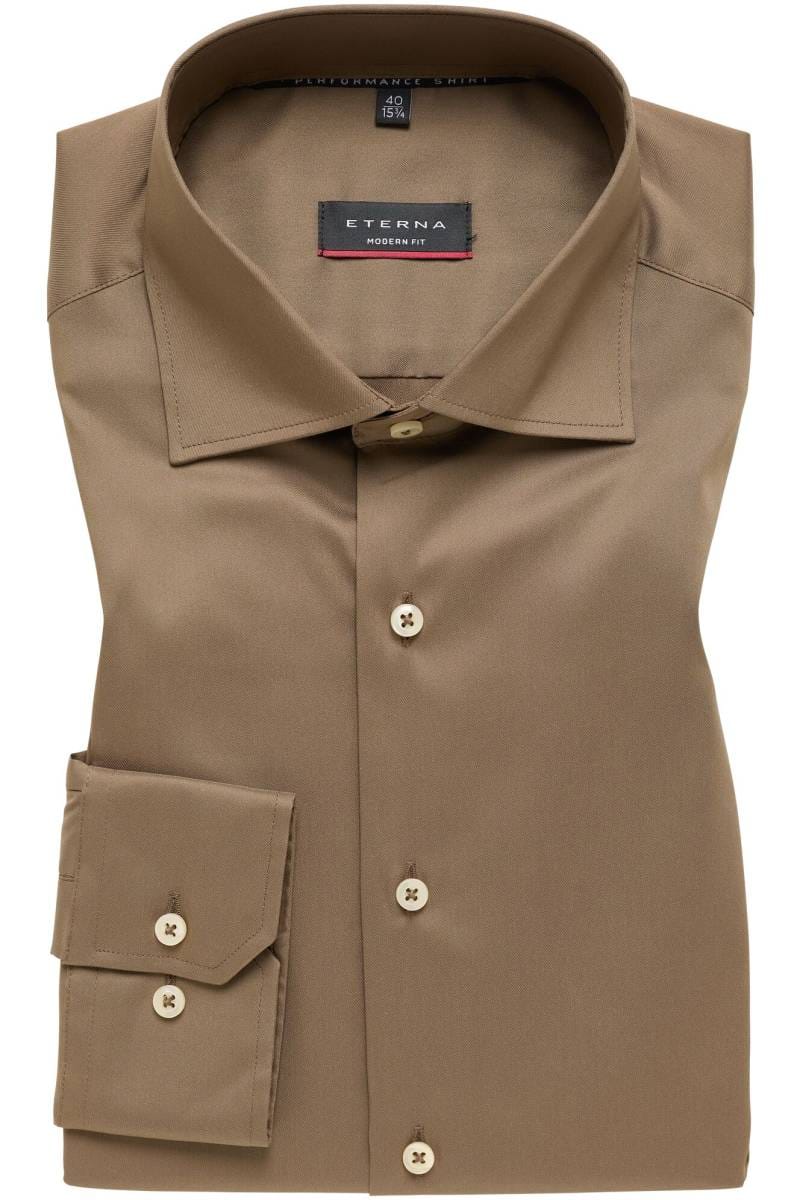 ETERNA Performance Modern Fit Tencel Hemd braun, Einfarbig