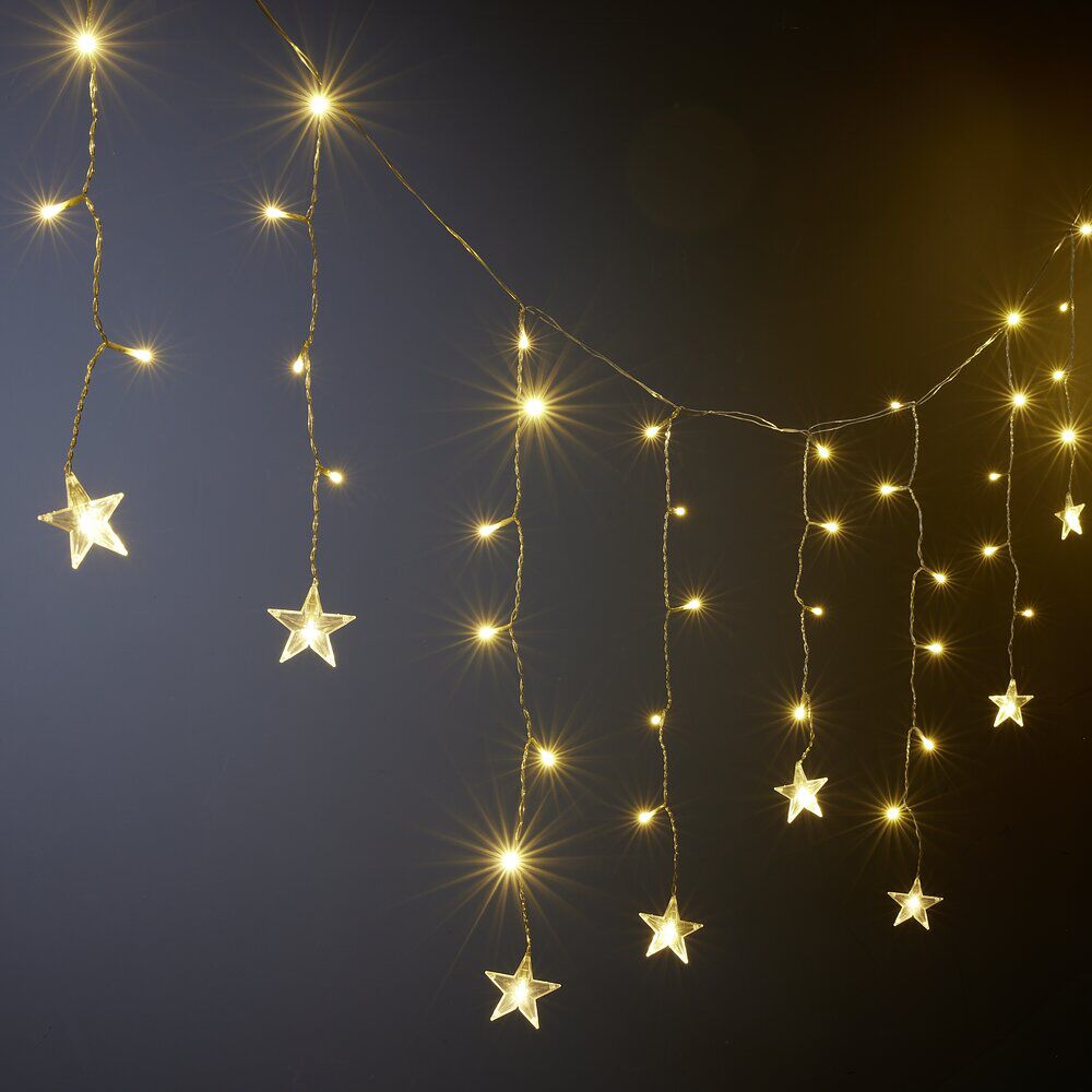 Guirlande de No&euml;l lumineuse bordure de toit 90LED pluie d'étoiles L5m