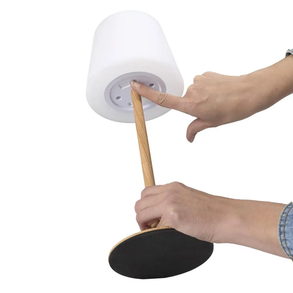 Home deco factory Oplaadbare LED tafellamp - houteffect - 40 cm