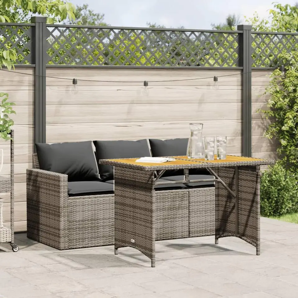 vidaXL - Tuinset - Grijs - Poly rattan