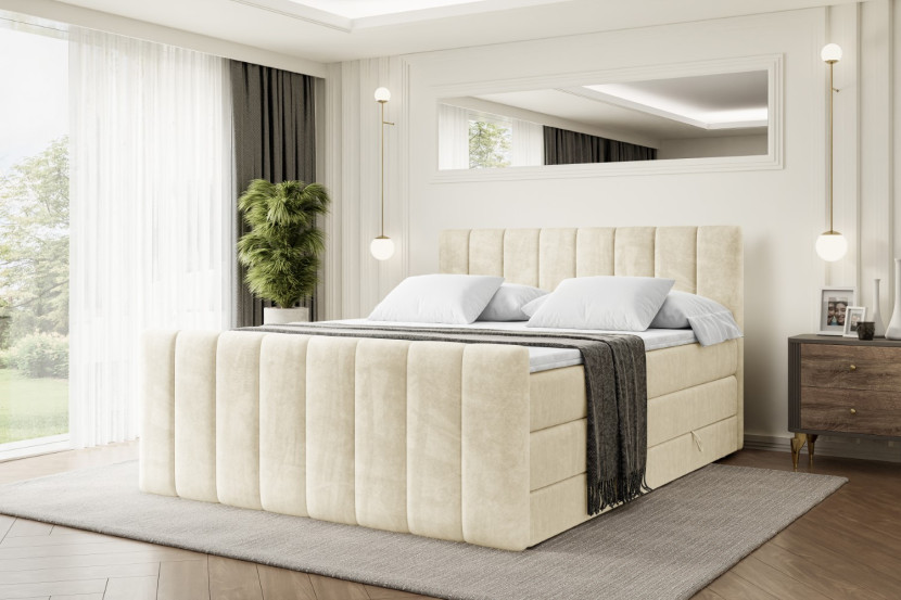 Łóżko kontynentalne z pojemnikiem i materacem H3|H4 OTTA-Z KING 120x200cm