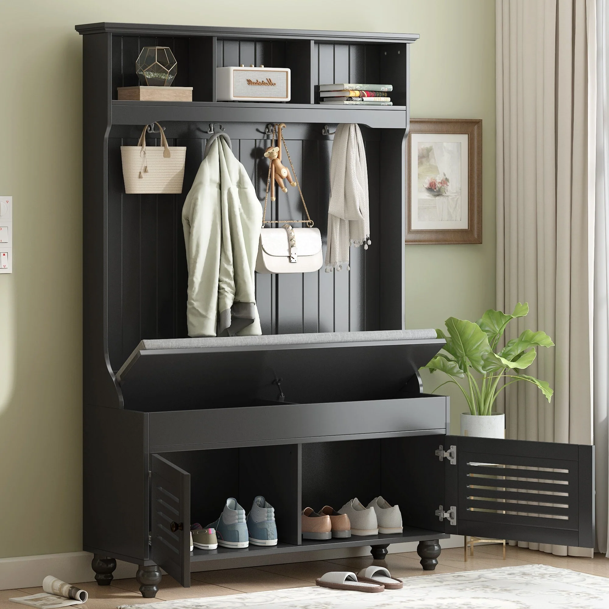Entry Cloak Rack Cabinet with Storage