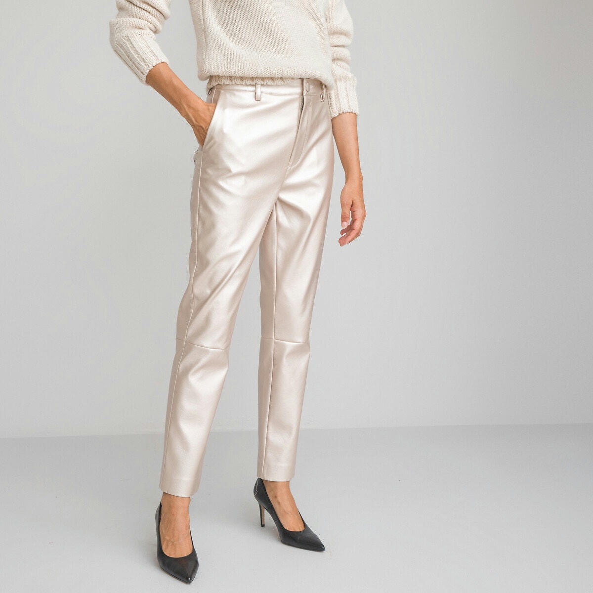 Pantalon droit en simili