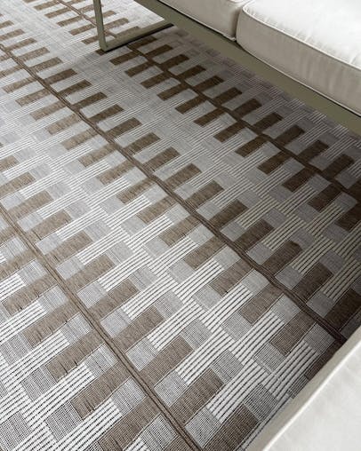 Krystal Brown and Ivory Geometric Flatweave Indoor Outdoor Rug