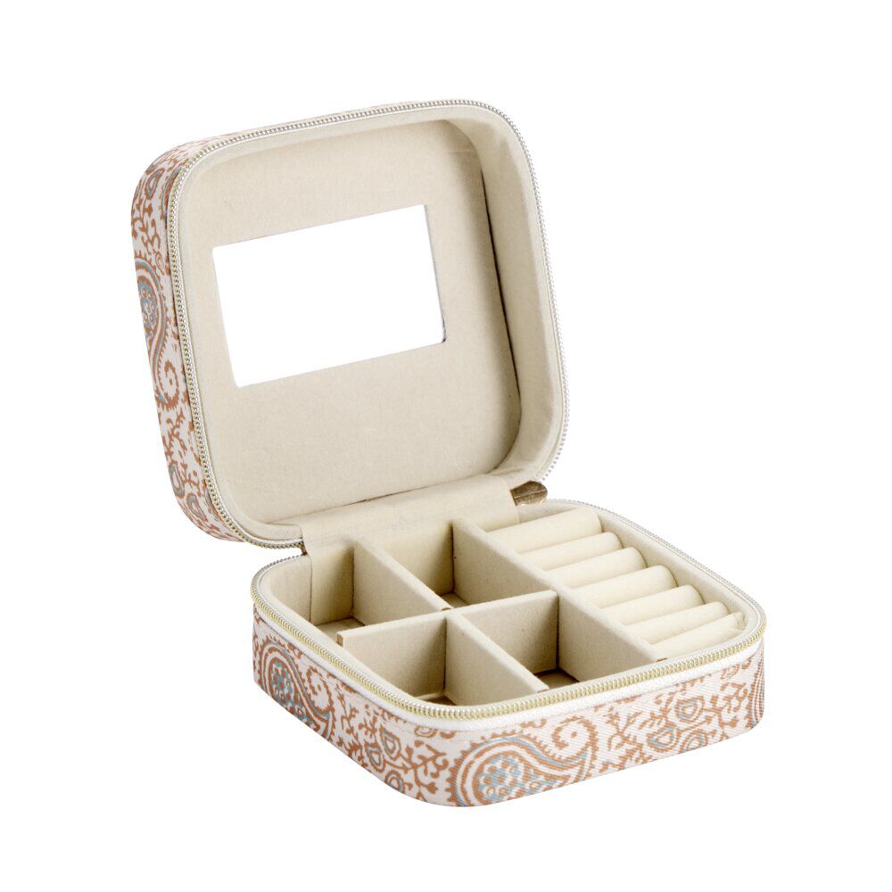 BoÎte à bijoux motif coloré indien petit modèle 10x10xH5cm (2 modèles)