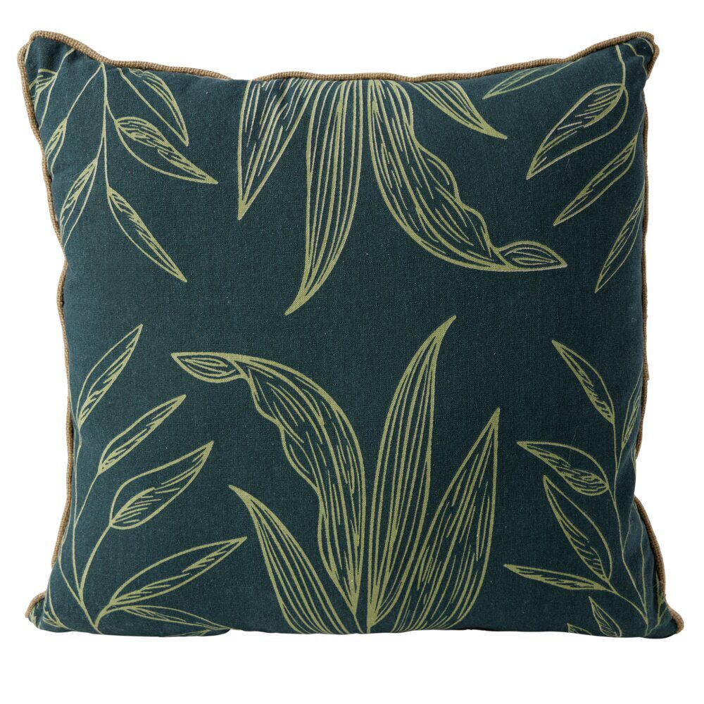 Coussin déco feuille 45x45cm vert