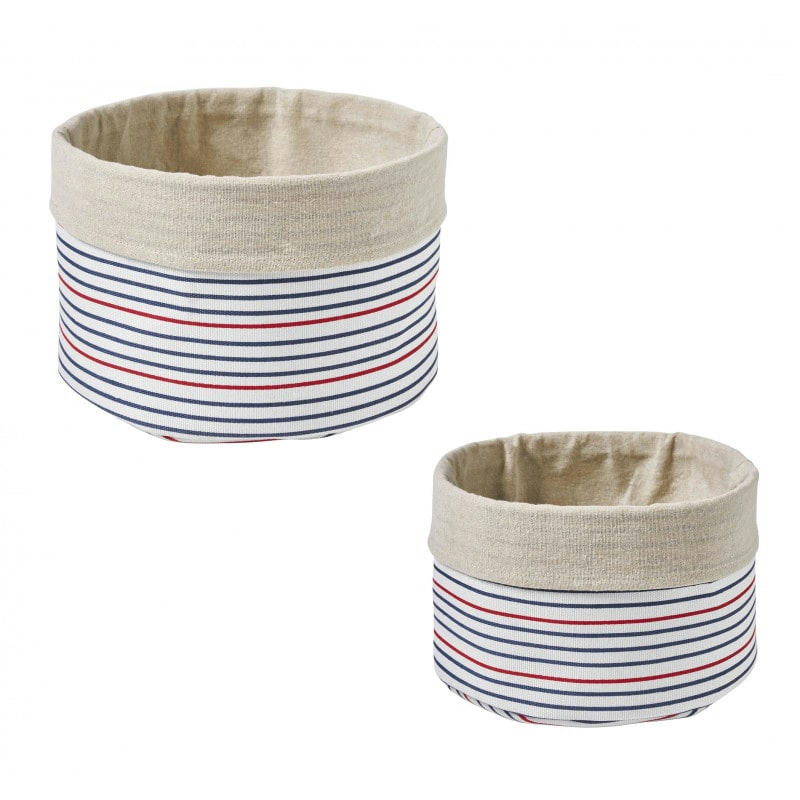 MAGELLAN - Lot de 2 paniers de rangement polycoton blanc