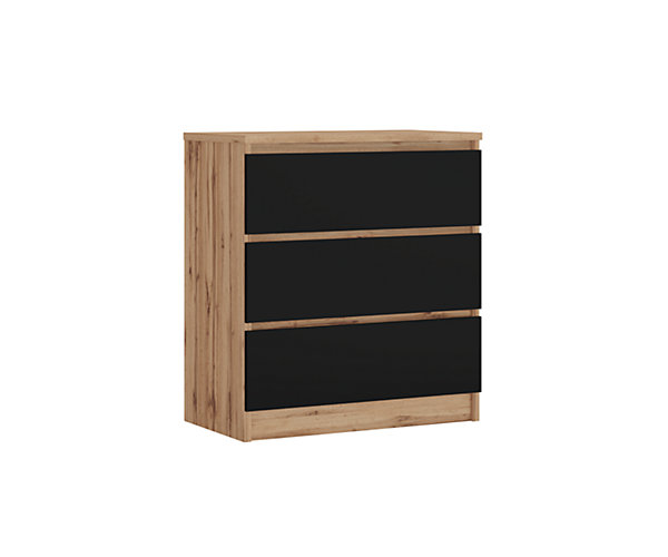 Commode Avec 3 Tiroirs Chêne Wotan / Noir, 70 X 39 X 79 Cm