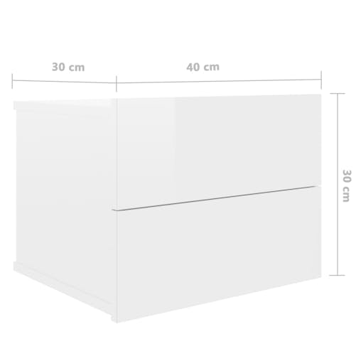NNEVL Bedside Cabinets 2 pcs High Gloss White 40x30x30 cm Chipboard